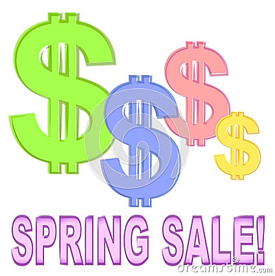 Spring Sale With Dollar Signs Vector Illustration