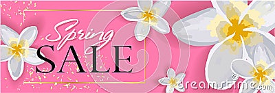 Spring Sale Horizontal Banner, header for website, online store. Sale Poster, Sale Flyer, Sale Vector. discount, vector Vector Illustration