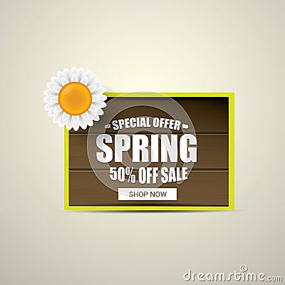 Spring sale label with beautiful flowers Vector Illustration