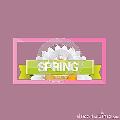 Spring sale label with beautiful flowers Vector Illustration