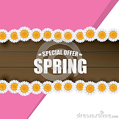 Spring sale label with beautiful flowers Vector Illustration