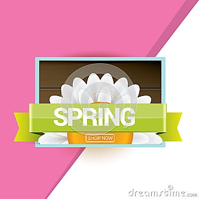 Spring sale label with beautiful flowers Vector Illustration