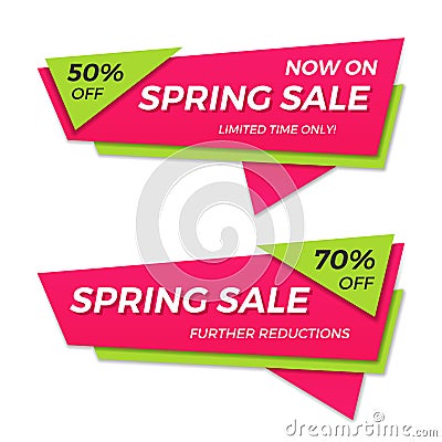 Spring sale label price tag banner badge template sticker design Vector Illustration