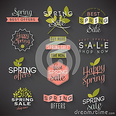 Spring sale labels Vector Illustration