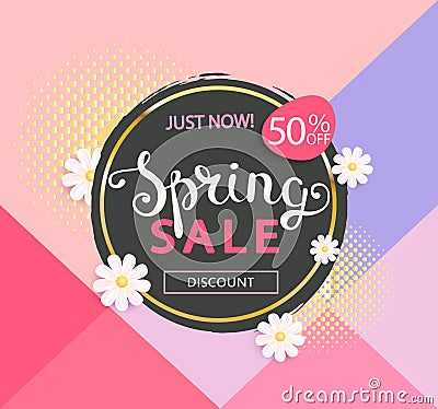 The spring sale logo Vector Illustration