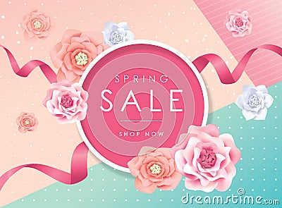Spring sale poster Vector Illustration