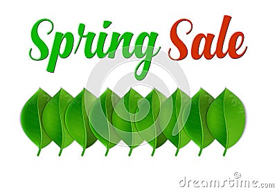 Spring Sale Poster With Leaf Vector Illustration