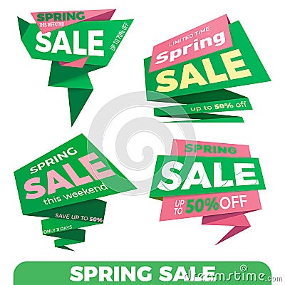 Spring sale. Sale label price tag banner badge template sticker Vector Illustration