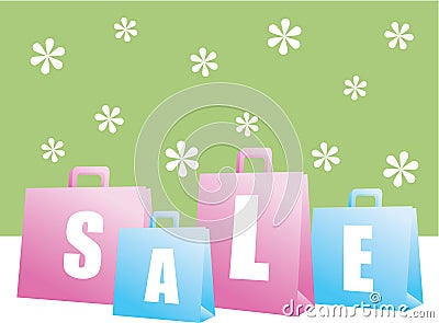 Spring Sale Shopping Bags Vector Illustration