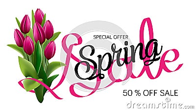 Spring sale template. Sale Poster, Sale Flyer, Sale Vector. Tv size banner. Vector clip art illustration. Vector Illustration