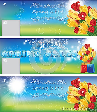 Spring sales banners / backgrounds. Vector Illustration