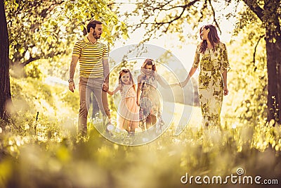 Spring season is the best time of year for family. Stock Photo