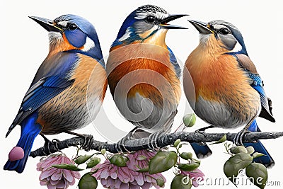 Beautiful Birds chirping Spring Season a symphony of beautiful birds chirping in the air. Stock Photo