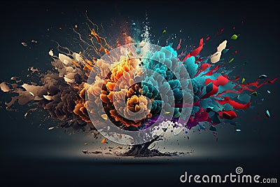 spring season exploding abstract illustration generative ai Cartoon Illustration