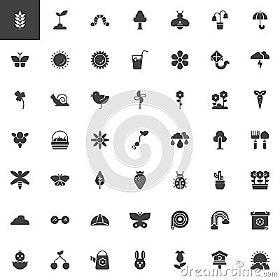 Spring season universal vector icons set Vector Illustration