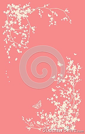 Spring season vertical background with sakura branches Vector Illustration