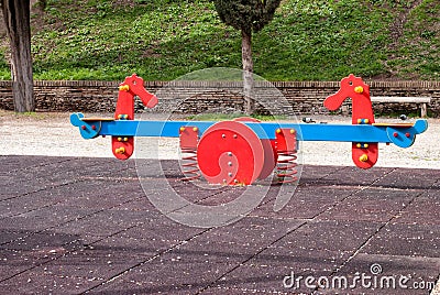 Spring see saw Stock Photo