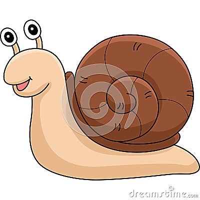 Spring Snail Cartoon Colored Clipart Illustration Vector Illustration