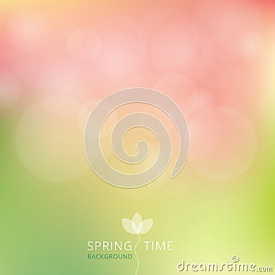 Spring summer autumn green and pink color tone with bokeh background. Vector Illustration