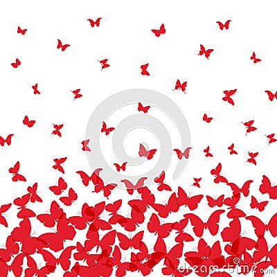 Spring summer card design. banner, red butterfly on white background. Vector Vector Illustration