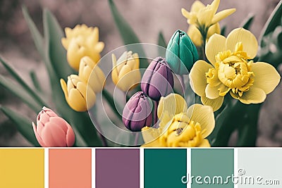 Spring summer color bright palette created with ai generative technology Stock Photo