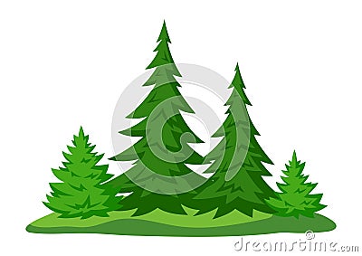 Spring or summer forest. Background with stylized trees. Seasonal illustration. Vector Illustration