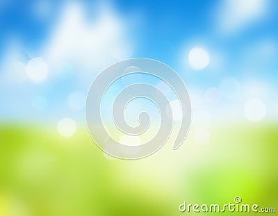 Spring summer sky grass natural blurred background Cartoon Illustration