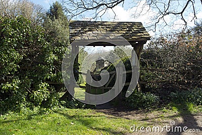 Lychgate, Duntisbourne Rouse, Gloucestershire, UK Stock Photo