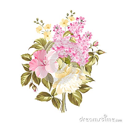 Spring syringa flowers Vector Illustration