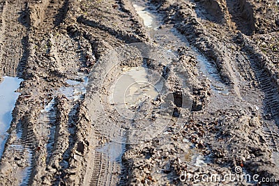 Spring thaw in the villages, the roads are blurred with mud Stock Photo