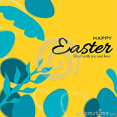 spring theme easter social media post square easter egg banner happy easter greeting in yellow and green color Vector Illustration