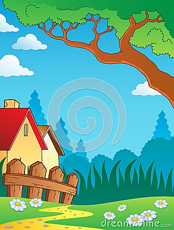 Spring theme landscape Vector Illustration