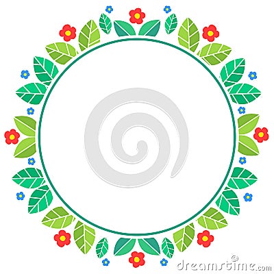 Spring themed floral circular frame Vector Illustration