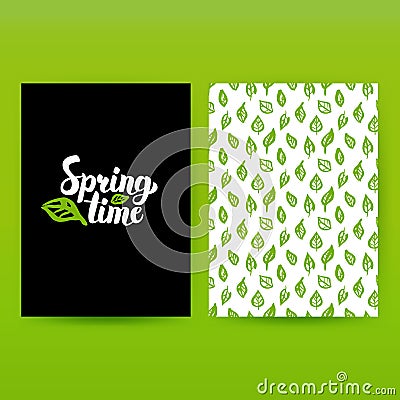 Spring Time Green Poster Vector Illustration