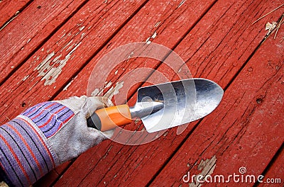 Holding a Hand Shovel Stock Photo