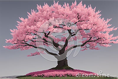 Spring time in nature with blooming tree. Blossoming cherry sakura tree, generative ai image Stock Photo