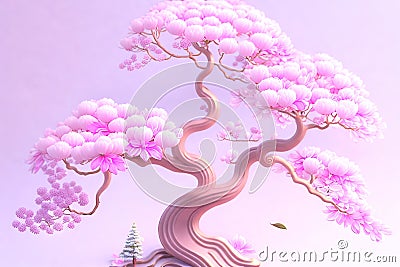 Spring time in nature with blooming tree. Blossoming cherry sakura tree, generative ai image Stock Photo