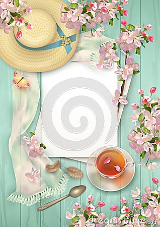 Spring Top View Background Vector Illustration