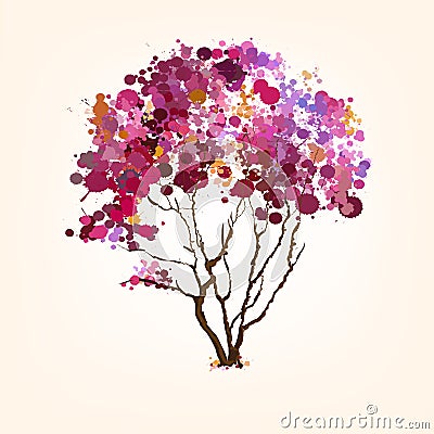 Spring tree of blots background Vector Illustration