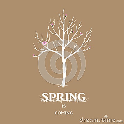 Spring tree with flowers Vector Illustration