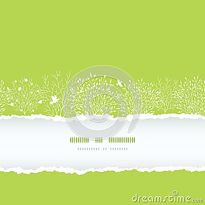 Spring trees torn paper horizontal boder seamless Vector Illustration