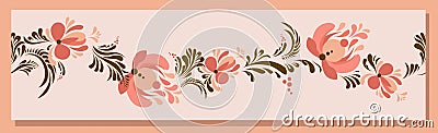 Spring trend pattern. Seamless border for printing on fabric and textile design. Fashionable print for paper in ethnic style. Vector Illustration