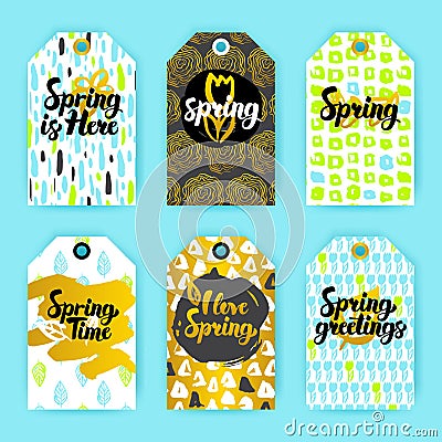 Spring Trendy Hipster Gift Labels Vector Illustration