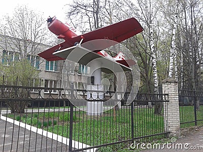 Spring, Tula, architecture, monument, airplane Editorial Stock Photo