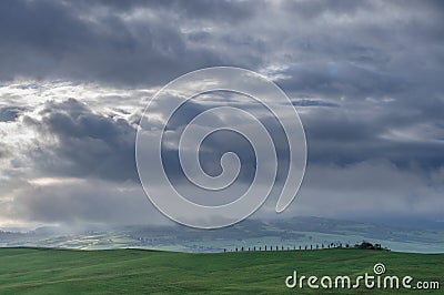 Spring Tuscany. A view of the coming rain Stock Photo