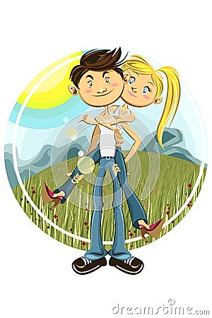 Spring Valentine Couple Vector Illustration