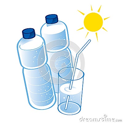 Spring Water plastic bottles Vector Illustration