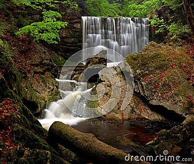 Spring waterfall Stock Photo