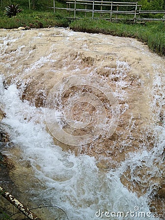 Spring waterfall in the creater of the mount lembang Stock Photo