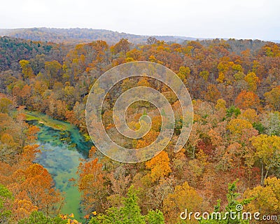 HaHa Tonka spring flow from the cliffs above Stock Photo